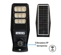 LAMPIONE STRADALE CON PANNELLO SOLARE 400W FARO LED CON TELECAMERA PTZ ICSEE