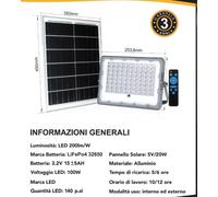 FARO SOLARE LED ENERGIA ESTERNO CON PANNELLO FARETTO CREPUSCOLARE TELECOMANDO