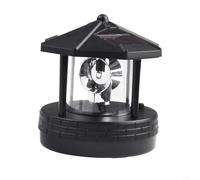 Faro solare rotante da giardino, 360 gradi per esterni, prato e lampione stradale per la decorazione del cortile, ABS resistente alle intemperie con doppio pannello solare, 1 (nero)