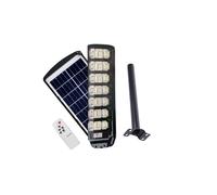 Faro Solare Stradale 500W Con Staffa Nera Lampione LED Sensore Telecomando