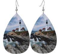 Faro Spiaggia Cielo Rami Foglie Pelle Orecchini a goccia per le donne Decorazioni per matrimoni