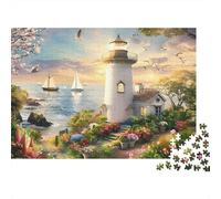 Faro sul mare Puzzles 1000 Pezzi In cartone Riciclato, Un Tangram Per Mindfulness, Ideale Per Decorazione Casa Design, Idea Regalo Originale 38x26cm/1000pcs