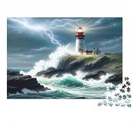 Faro sulla costa Puzzle 1000 Pezzi Puzzle per Adulti Vista mare in tempesta Set Puzzle 1000 Pezzi Relax Interazione familiare Decorazione casa 52x38cm/1000pcs