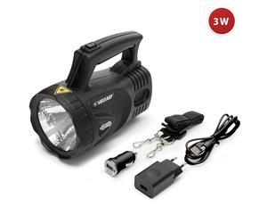 Faro torcia led ricaricabile 3w con caricatori e cinghia icaro