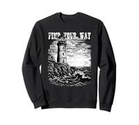 Faro Tramonto Retro Nautical Mare Felpa