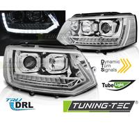 Faro tubolare con luci diurne a LED cromate sequenziali per VW T5 2010-2015