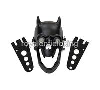 Faro Universale Chopper Bobber Nero Teschio Con Luce Bianca Negli Occhi