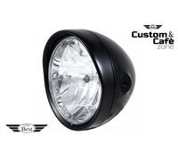 Faro universale moto custom cafè racer nero fissaggio laterale mm 165 omologato