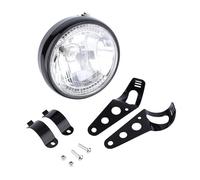Faro Universale per Moto a LED Giallo H4 12V 35W con Staffa Nera 7 Pollici per la Maggior Parte delle Motociclette