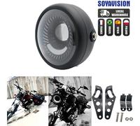 Faro universale per moto Cafe Racer Bobber 6,5 pollici DRL H4 Faro a LED Staffa di montaggio laterale bianca a spirale only headlight