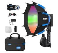 Faro video a colori RGB Amaran Ray 120c, luce LED COB compatta da 120W con attacco Bowens e softbox Octa Dome 30, temperatura colore CCT 1800K-20000K, controllo tramite app per la fotografia