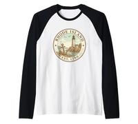 Faro Vintage del Rhode Island - Orgoglio Nautico 1790 Maglia con Maniche Raglan