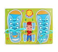 Faroby 1 Pezzo di Legno per Bambini Scarpa da Tennis con Lacci per Scarpe da Ginnastica, impara a Legare Una Scarpa Puzzle educativo in Legno per Bambini dai 3 Anni in su (Blu)