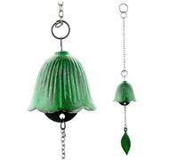 Faroby Campanelli Eolici, Campanelli Eolici a Forma di Campana da 14 Pollici con Pendente a Foglia, in Ferro Vintage, Campana Decorativa Verde da Appendere per Interni ed Esterni, Campanel
