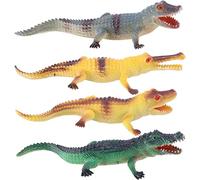 Faroby Figurina di Coccodrillo Giocattolo 4 Pezzi Animale di Alligatore in plastica per Decorazioni per Feste per Bambini Giallo Verde Grigio