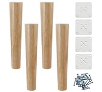 Faroby Gambe per mobili in legno da 4 pezzi, gambe in legno robuste per divano, armadietto, tavolo e letto, colore rovere naturale, altezza 25 cm/9, 8 pollici, set di 4, divano