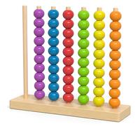 Faroby Giocattoli per ordinare i Colori, Giocattoli impilabili in Legno con Perline per l'apprendimento precoce, attività di abilità motoria fine, Ispirato a Montessori, 1 Pezzo, impilabili