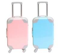 Faroby Mini Valigia da 2 Pezzi - Mini Bagaglio Realistico apribile con Tirante Estensibile e Ruote mobili, Scatola per bomboniere per Bambole, Ragazze (Stile 1)