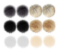 Faroby PON PON per Cappelli Capelli Artificiali da 4 Pollici con Elastici Staccabili Pompon Soffici Fai da Te, 12 Pezzi