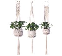Faroby Portapiante sospeso in macramè da 3 Pezzi, appendini per Piante da soffitto in 3 Dimensioni Senza Nappe, portavaso Decorativo