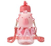 Faroby Simpatica bottiglia d'acqua, bottiglia d'acqua in plastica da 850 ml per bambini con cannuccia e cinturino regolabile per viaggi scolastici all'aperto, stile 2, carino