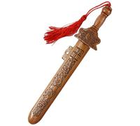 Faroby Spada di Legno Spada per Bambini in Legno di Pesca Cinese Intagliato a Mano con Giocattolo Decorativo con Nappa, 7, 1 Pollici