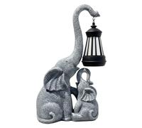 Faroby Statue da giardino solari, ornamento per madre e cucciolo di elefante con luci a LED, decorazione da giardino per esterni in resina impermeabile per patio, cortile, prato