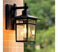 Farol de Pared Exterior, Aplique de Pared Clásico Negro para Exterior, Aluminium Impermeable And Vidrio Transparente, Lámpara de Porche Base E26 para Entrada, Patio, Garaje, Jardín