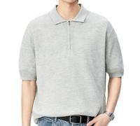 FaroLy Polo Da Uomo Dalla Vestibilità Ampia, Abbottonatura con Mezza Zip Orlo A Costine Tessuto Traspirante, Adatta Sia per Il Lavoro Che per Il Tempo Libero(Schwarz,M)