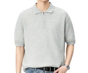 FaroLy Polo Da Uomo Dalla Vestibilità Ampia, Abbottonatura con Mezza Zip Orlo A Costine Tessuto Traspirante, Adatta Sia per Il Lavoro Che per Il Tempo Libero(Schwarz,M)