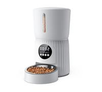 faroro Distributore Automatico Cibo Gatti, 4L Dispenser Crocchette Gatto con 1-6 Pasti Al Giorno, Porzioni Regolabili, Voce 10s, Alimentazione Lenta (Bianco)