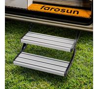 farosun Doppio gradino - Scaletta pieghevole a 2 gradini per roulotte, 55 x 21 x 29 cm, stabile scala in alluminio per camper antiscivolo, resistente alle intemperie, fino a 200 kg, aiuto per il