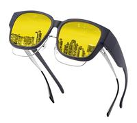 Farrobor Occhiali Guida Notturna Polarizzati - Sovraocchiali da Sole Lenti Gialle per Uomo Donna Guida Antiriflesso Night Vision Goggles