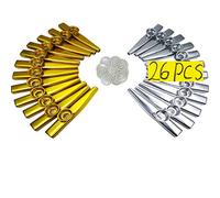 Fartime - 26 kazoo in metallo oro e argento, con 20 diaframmi Kazoo, strumenti musicali, ottimo regalo per bambini, un buon compagno per ukulele, violino, chitarra, pianoforte