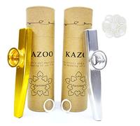 Fartime Kazoo squisito in lega di alluminio dorato e argento con 5 diaframmi di flauto kazoo e una bella confezione regalo - Strumenti musicali (oro e argento)