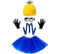 Fartoni Costume Di Halloween Giallo Per Adulti E Bambini - 5 Pezzi Di Accessori Cosplay: Cappello, Occhiali, Guanti, Bretelle - Ideale Per Donne, Uomini E Ragazzi - Perfetto Per Halloween, Carnevale