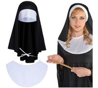 Fartoni Velo suora per costume da suora ragazza o donna. Accessori Costume Suora Halloween. Cappello di suora terrore o paura. Velo per costume suora uomo. Accessori per costumi Halloween.