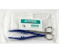 farvisan Set per la rimozione dei punti di sutura composto da 1 forbice 1 pinzetta 2 compresse di garza di cotone