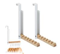 FARYODI 2 Pezzi Appendiabiti da Porta Pieghevole, Gancio Pieghevole per Porta, per Porte Spesse 2 cm, in Metallo e Legno, 6 Ganci, per Appendere Vestiti, Borse