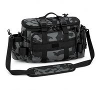 FARYODI Borsa da pesca mimetica, impermeabile, con tracolla, porta canna da pesca