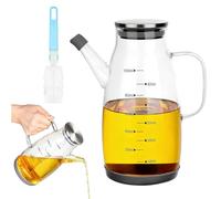 FARYODI Bottiglia per olio in vetro borosilicato da 1 l, con manico, per olio e aceto, per cucinare, grande, a prova di perdite, per cucina, barbecue, tavolo, campeggio
