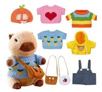FARYODI Capybara - Peluche da 25 cm, con 4 indumenti, cappello e 3 tasche, regalo di compleanno, giocattolo di peluche, per bambini, bambini, ragazze, ragazzi