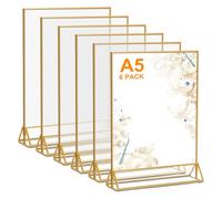 FARYODI Golden A5, 6 pezzi, espositori in acrilico, formato A5, supporto per carte di credito, supporto per carte di credito, supporto per bambini, per matrimonio, decorazione da tavolo