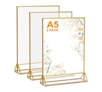 FARYODI Golden A5 - Espositore in acrilico, 3 pezzi, formato A5, per carte di credito, per bambini, decorazione da tavolo