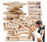 FARYODI Lust Tower Blocks Giochi di coppia 48 blocchi di legno, Love Stack Torre di blocco per San Valentino, con verità o domande e sfide per appuntamenti di coppie