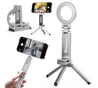 FARYODI Magsafe Sumsung - Supporto magnetico per cellulare, 3 in 1, mini selfie stick, pieghevole, con chiusura magnetica, tripod, compatibile con iPhone 17, 16, 15, 14, 13, 12, colore: Argento