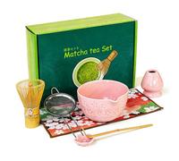 FARYODI Set Premium Matcha, 7 pezzi, Set da tè tradizionale, ciotola in ceramica con beccuccio e scopa in bambù, set completo per matcha e latte, perfetto per gli amanti dei matcha