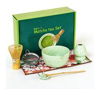 FARYODI Set Premium Matcha, 7 pezzi, Set da tè tradizionale, ciotola in ceramica con beccuccio e scopa in bambù, set completo per matcha e latte, perfetto per gli amanti dei matcha