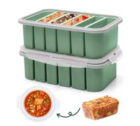 FARYODI Stampo per congelatore in silicone con 6 fori, 2 pezzi per cubetti di ghiaccio con coperchio, contenitore per alimenti per zuppe, cubetti di ghiaccio, brodo, salsa o burro