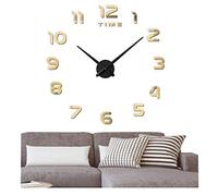 FAS1 Grande Orologio da Parete Moderno DIY Adesivo 3D Stickers Numeri Romani Orologio da Parete, Rimovibile Decorazione per Casa Ufficio, Batteria Non Inclusa (Oro Chiaro)